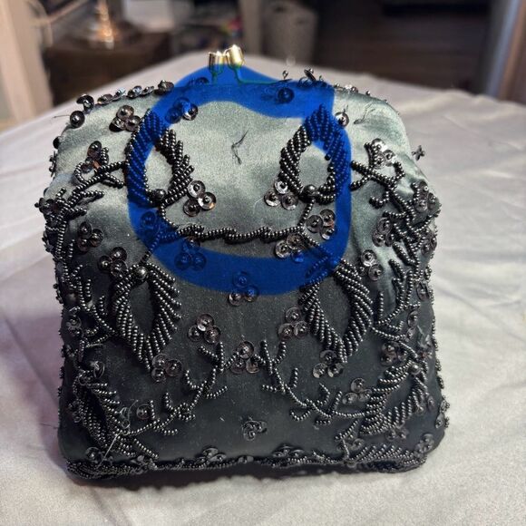 Vintage Black Beaded Small Evening Bag Kiss Lock EPC - Picture 2 of 6